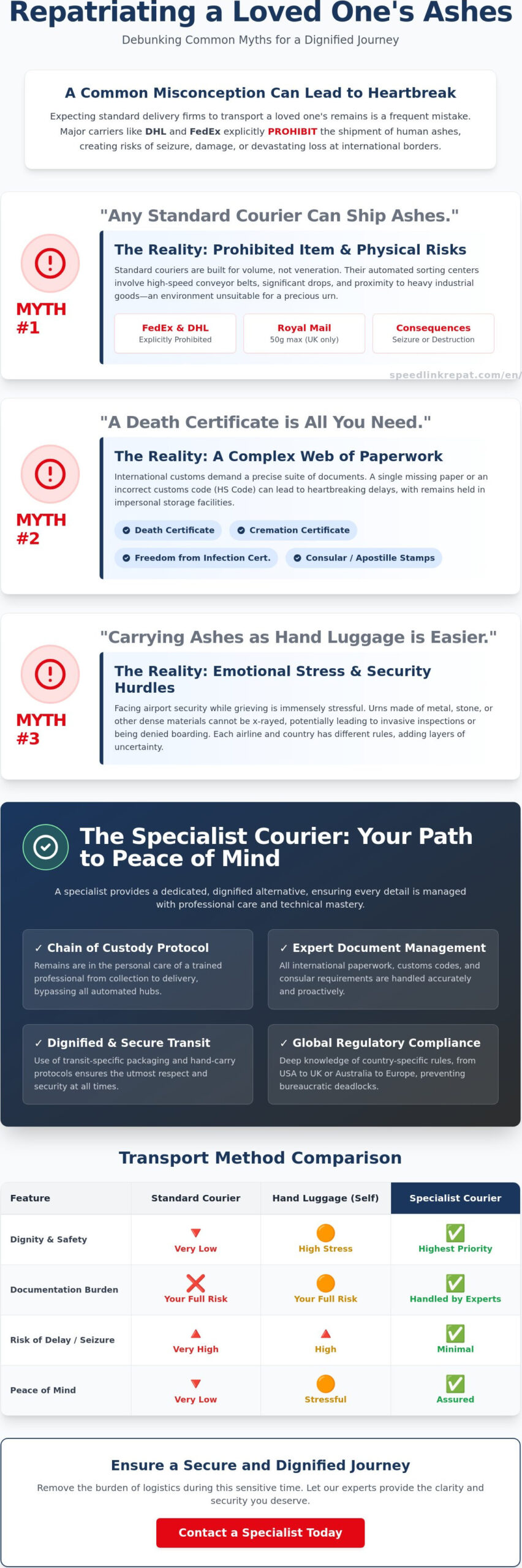 Specialist Ashes Courier: Busting the Myths of Transporting Cremated Remains